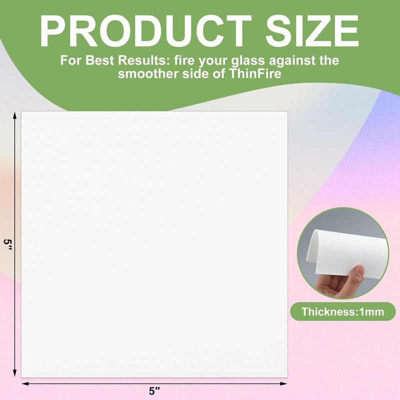 Tujoe 30 Sheets Thinfire Kiln Shelf Paper - 5 x 5 Inches Thin Fire Kiln Shelf Paper for Glass Fusing Smooth Surface DIY Crafts - Image 2
